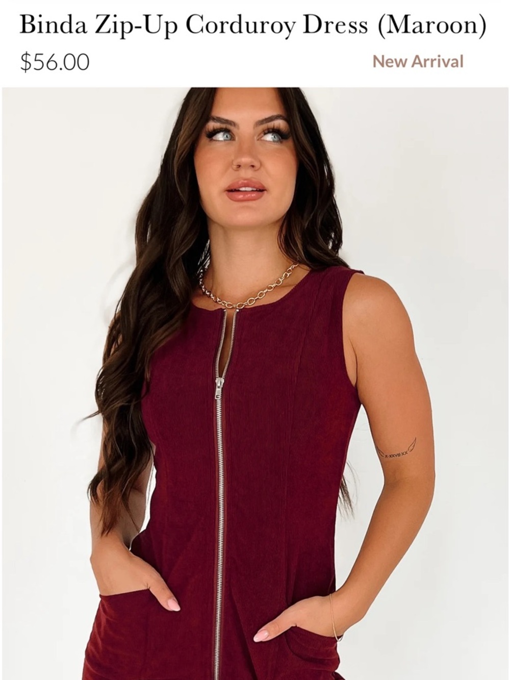 Day + Moon Sleeveless Zip-Front Midi Dress in Deep Burgundy